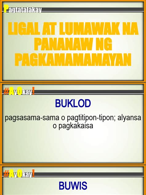 PAGKAMAMANAYAN (LIGAL AT LUMAWAK NA .